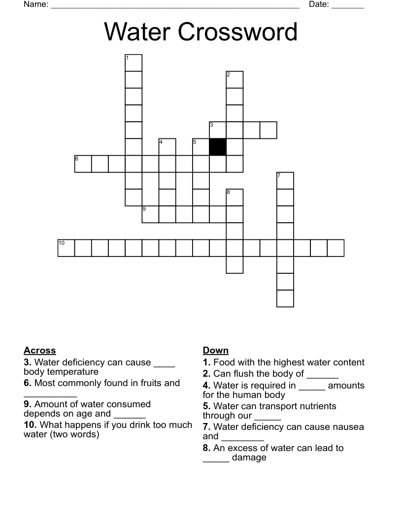 Water Crossword WordMint