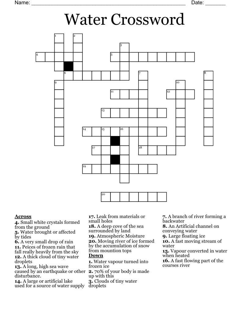 Water Crossword WordMint