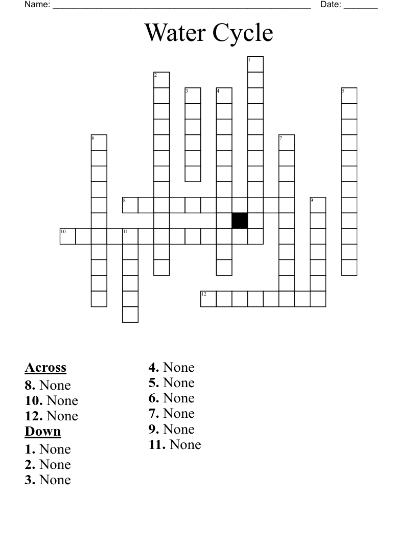 Water Cycle Crossword WordMint
