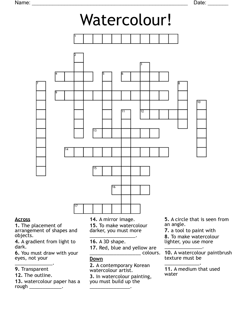 Watercolour! Crossword WordMint