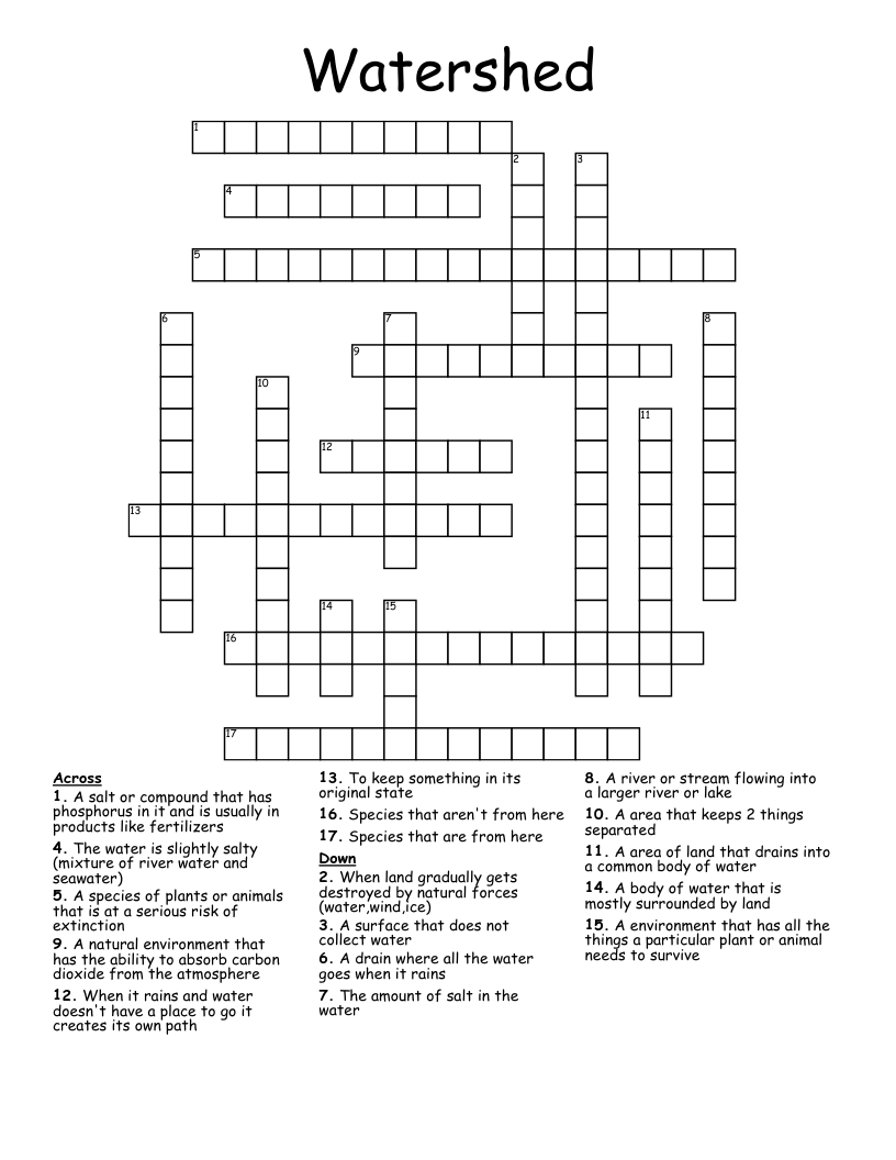 Watershed Crossword WordMint
