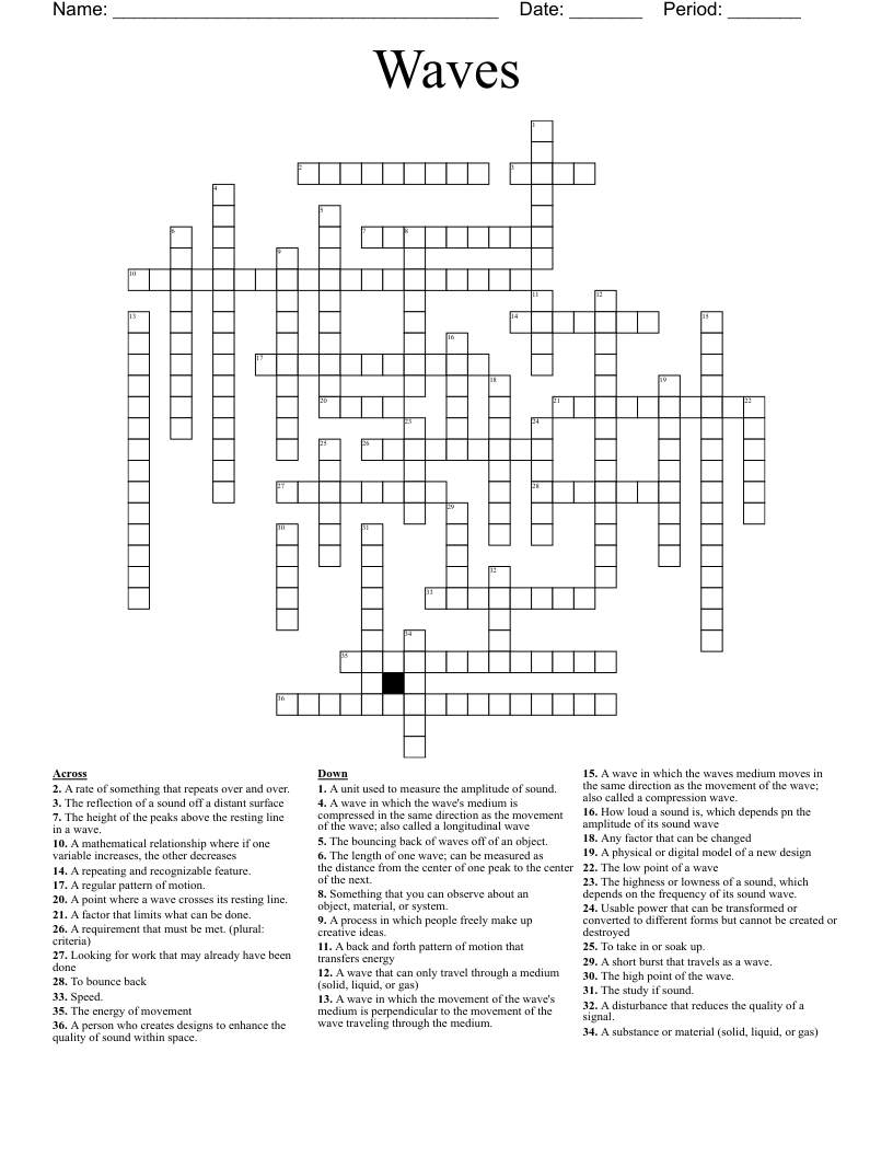 Waves Crossword - WordMint