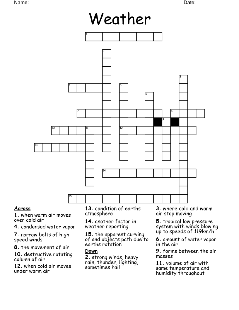 Weather Crossword WordMint