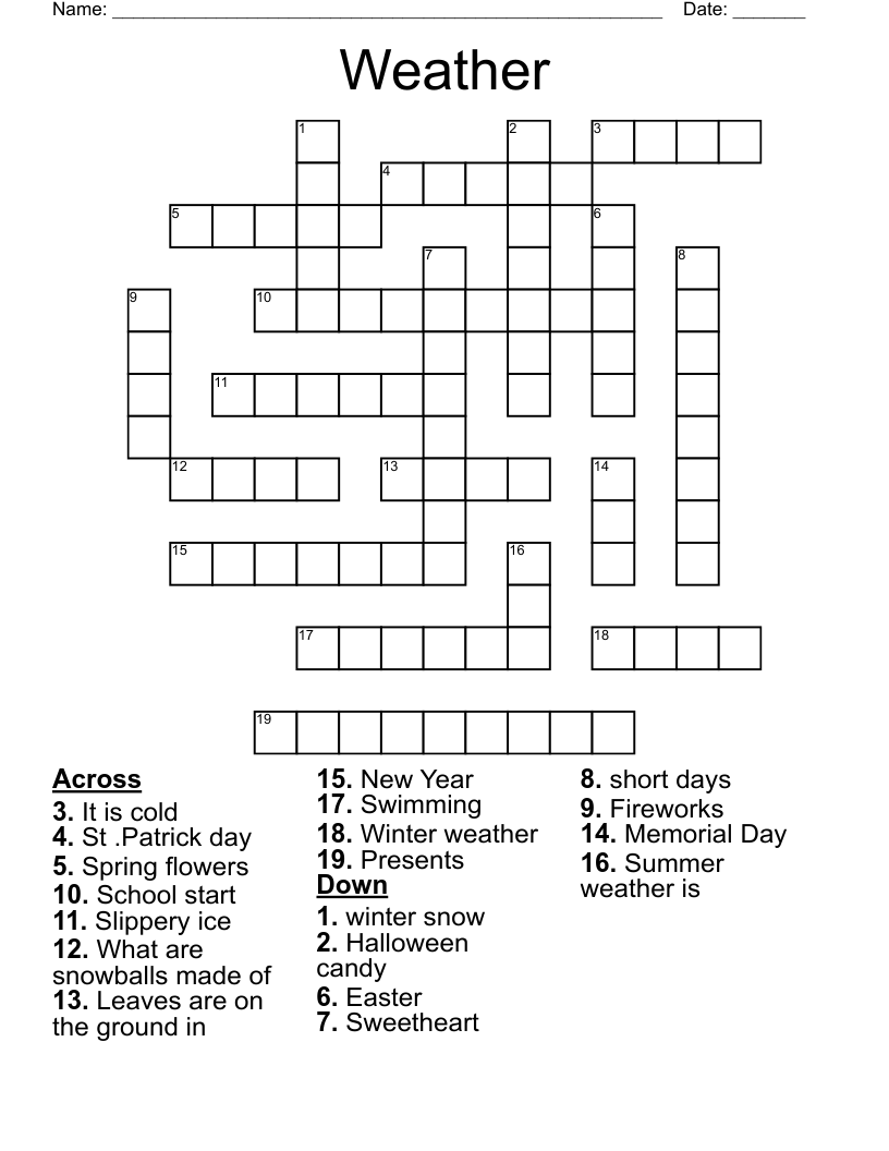 Weather Crossword WordMint