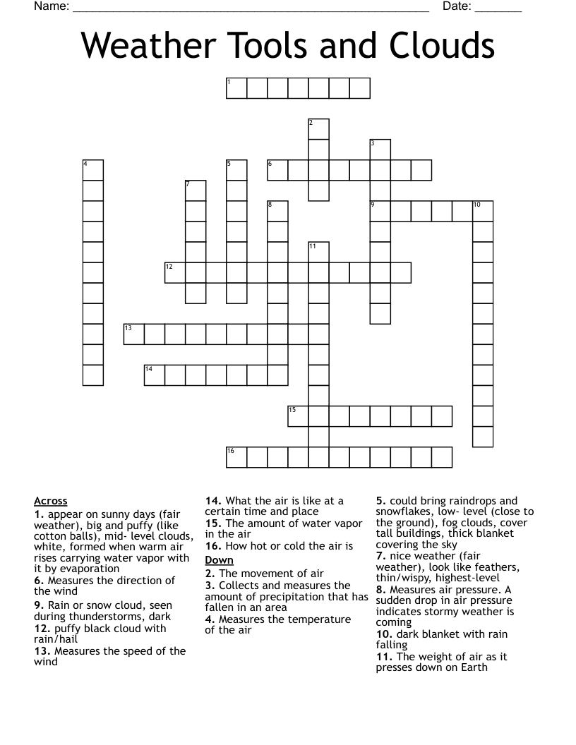 Weather Crossword WordMint
