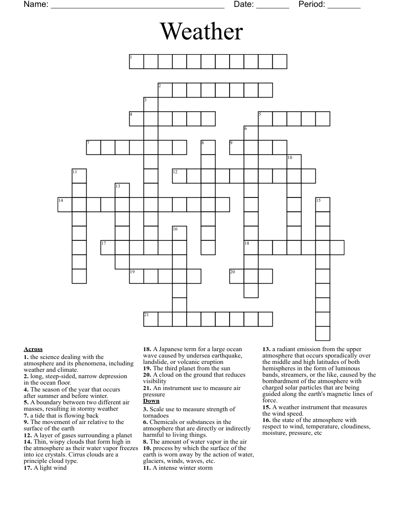 Weather Crossword - WordMint