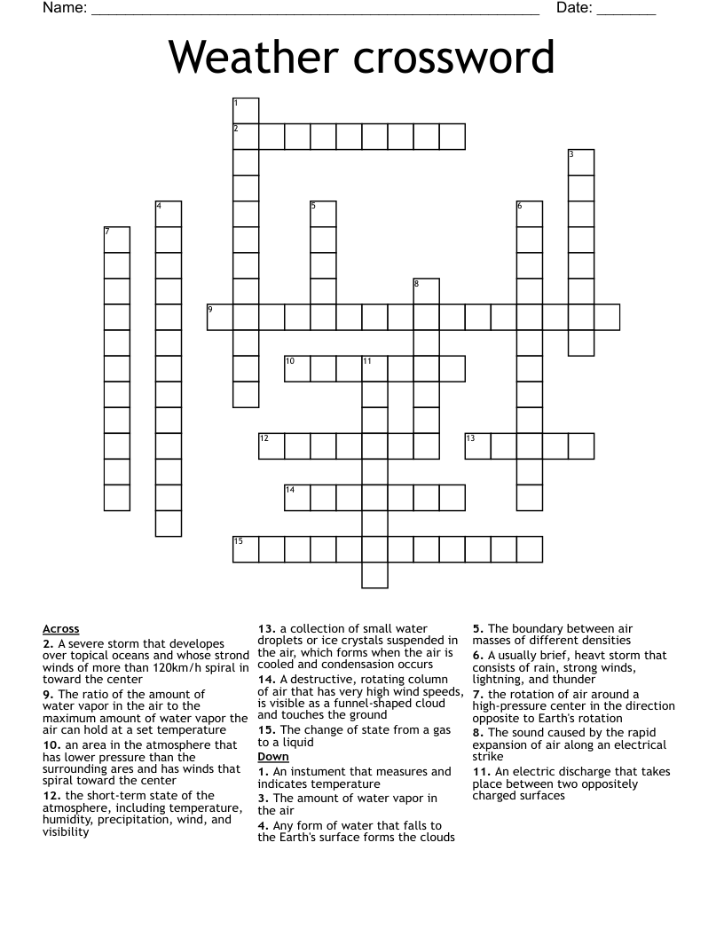 Weather crossword WordMint