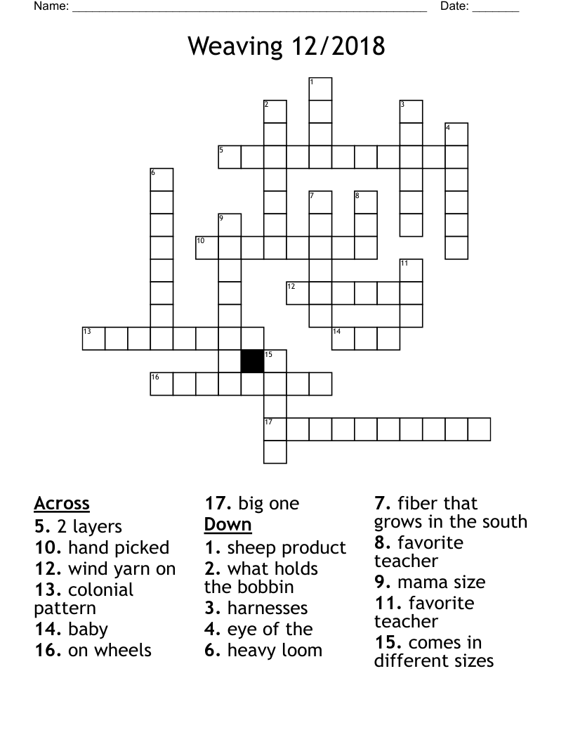 Weaving 12/2018 Crossword WordMint