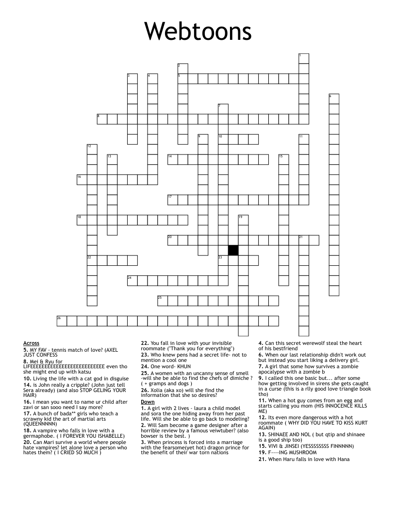 Webtoons Crossword WordMint