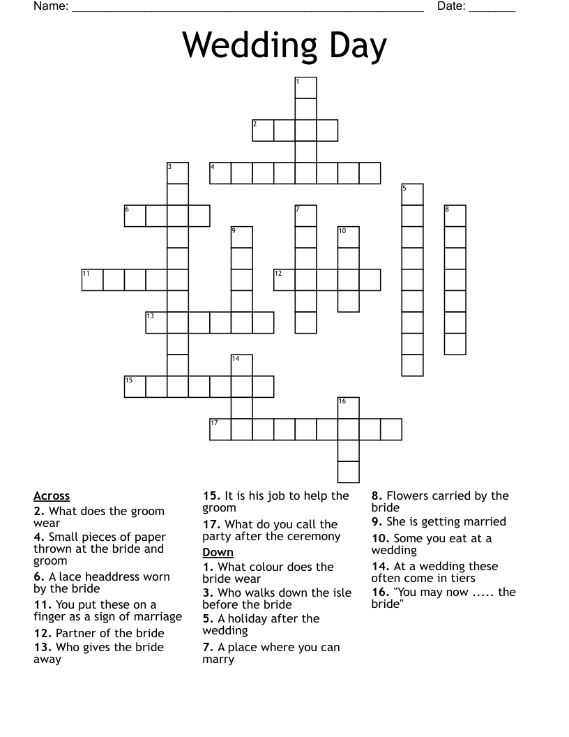 Wedding Day Crossword WordMint