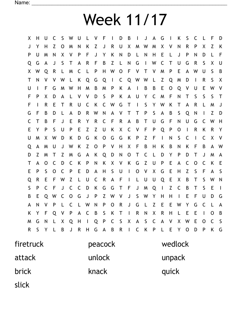 Week 11/17 Word Search WordMint