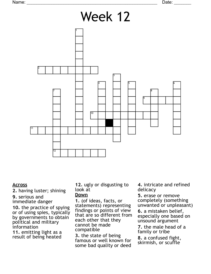 Week 12 Crossword WordMint