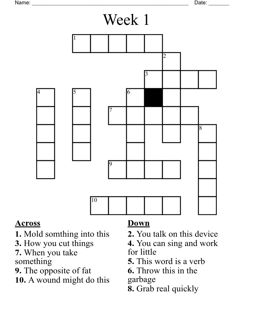 Week 1 Crossword WordMint
