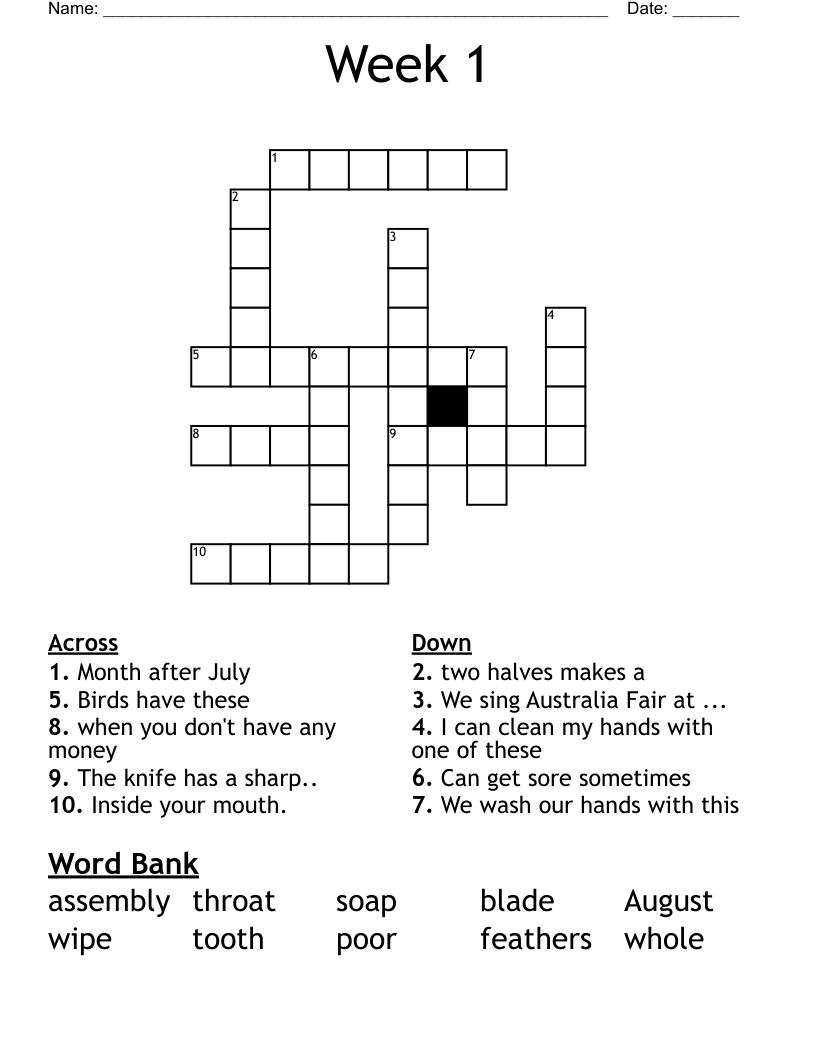Week 1 Crossword WordMint