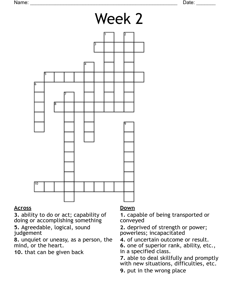 Week 2 Crossword WordMint