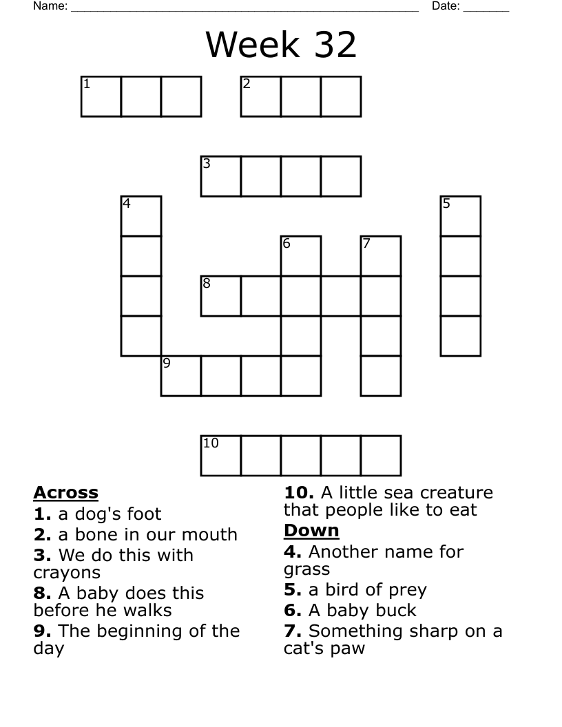Week 32 Crossword WordMint