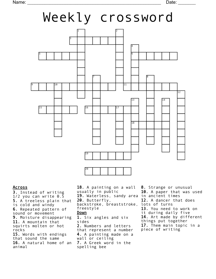 Weekly crossword WordMint