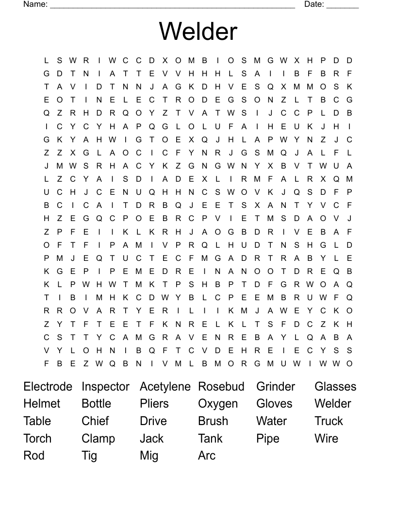 Welding Crossword WordMint