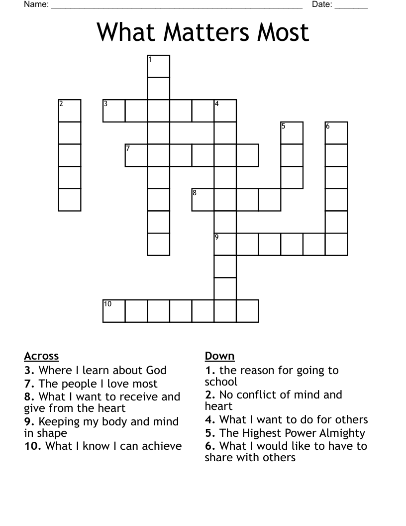 What Matters Most Crossword WordMint