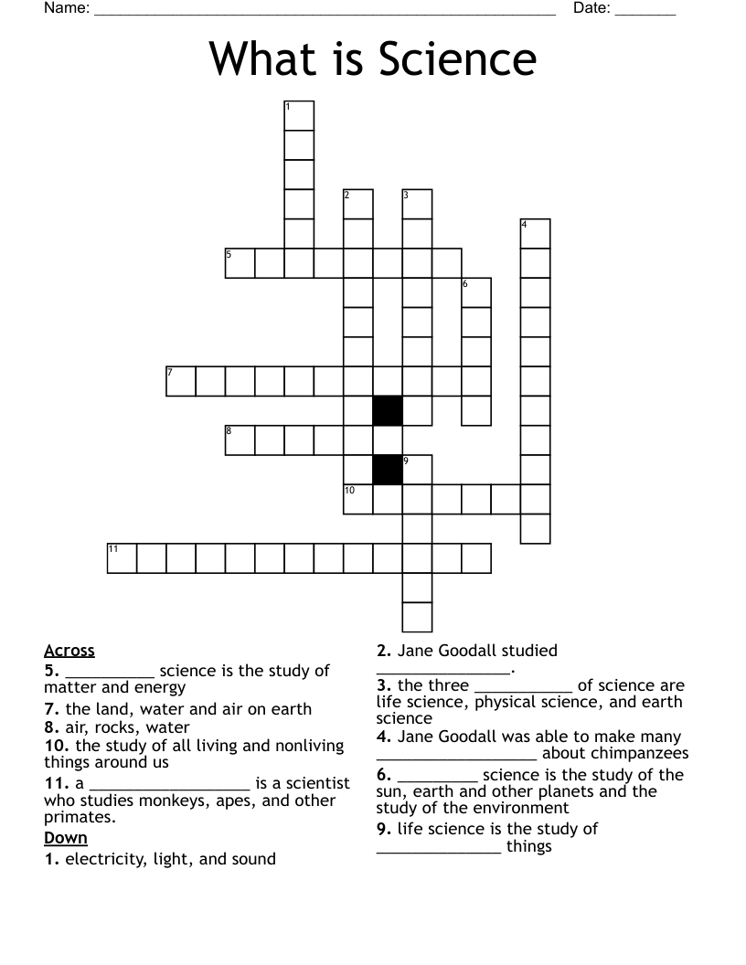 What is Science Crossword - WordMint