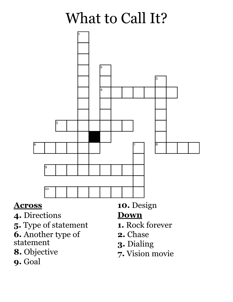 What to Call It? Crossword WordMint