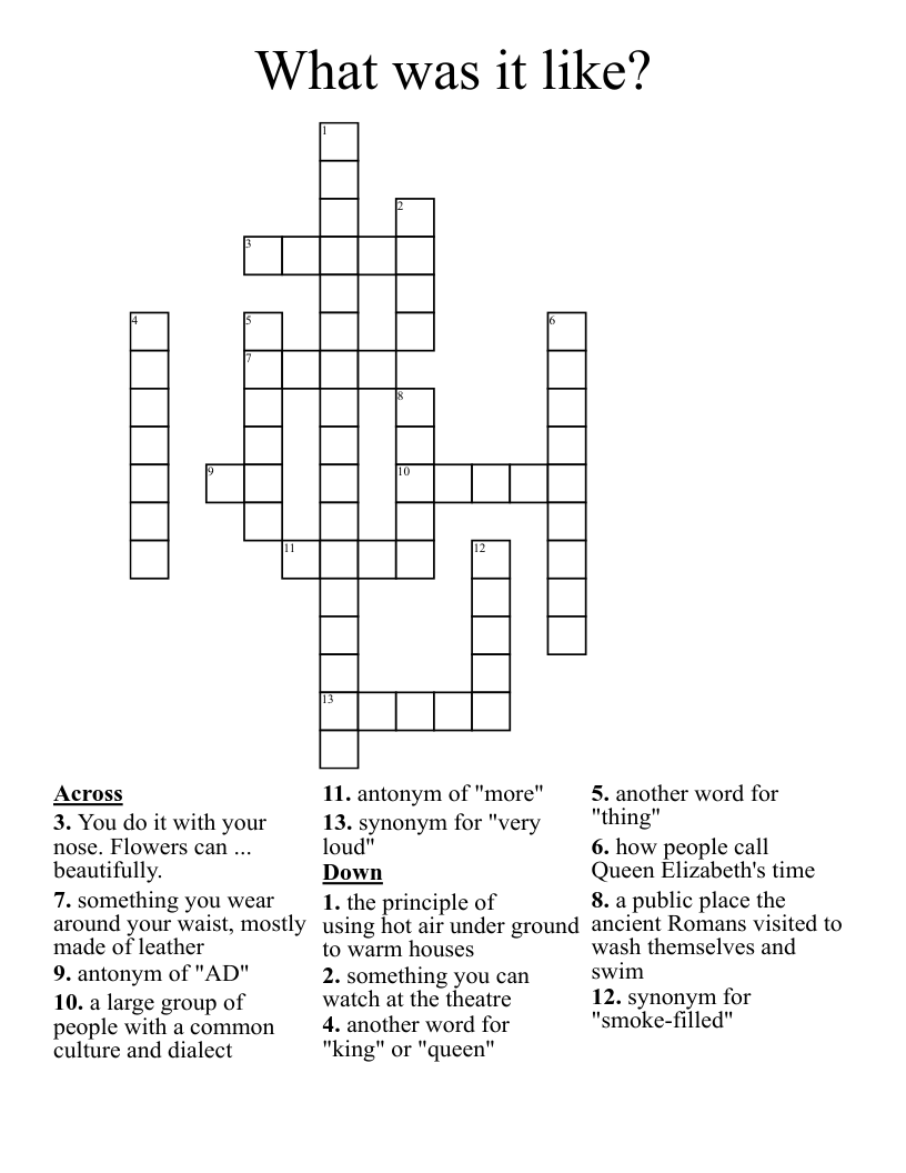 What was it like? Crossword WordMint