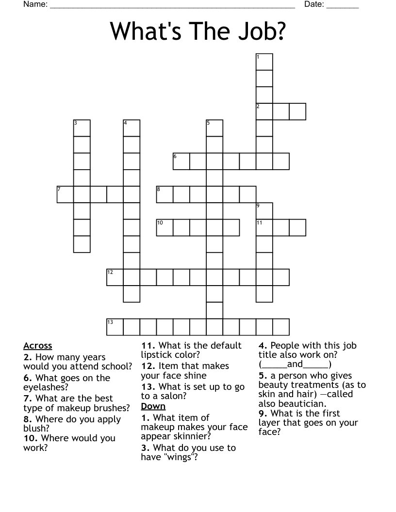What's The Job? Crossword WordMint