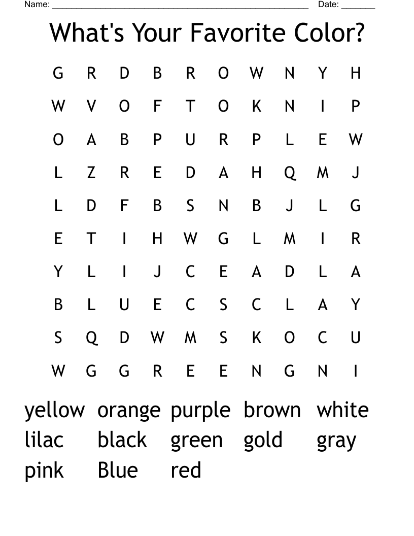 Colors Crossword WordMint