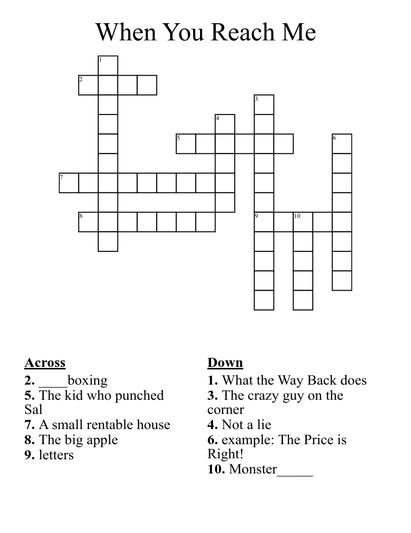 When You Reach Me Crossword WordMint