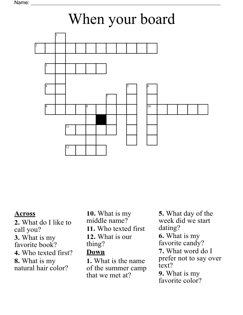 When your board Crossword WordMint