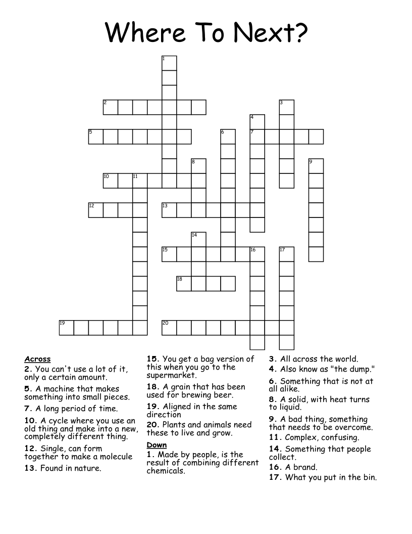 Where To Next? Crossword WordMint
