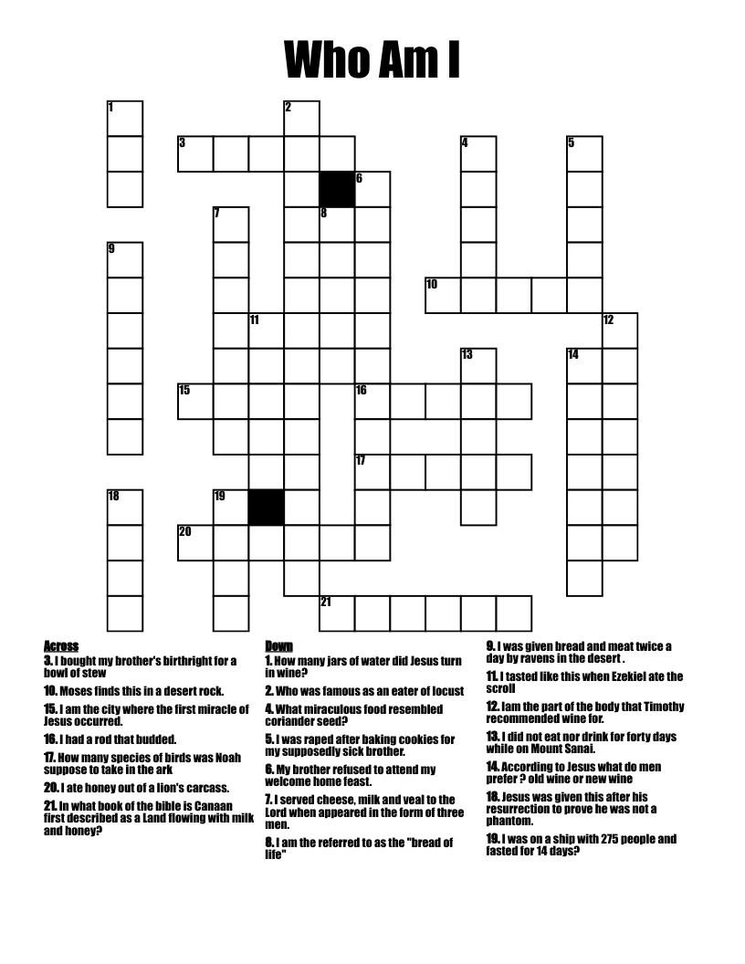 Who Am I Crossword WordMint