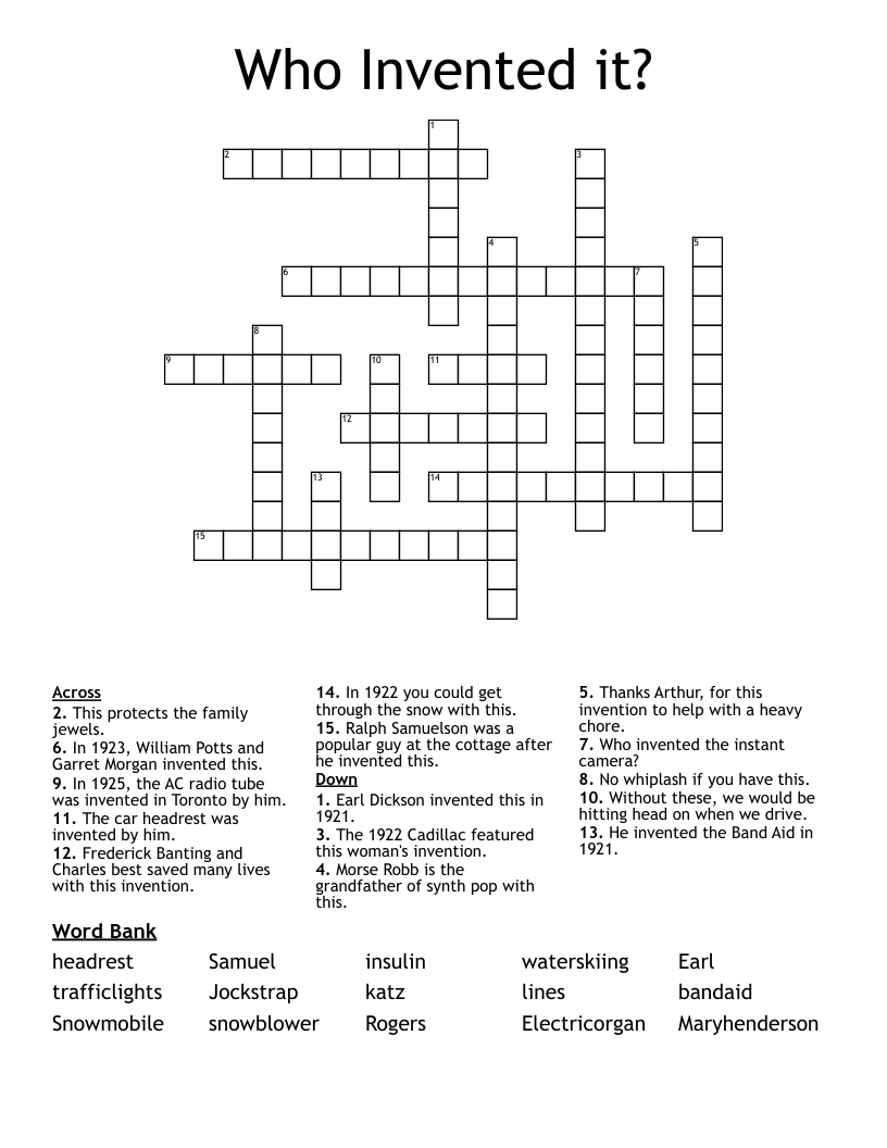 Who Invented it? Crossword WordMint