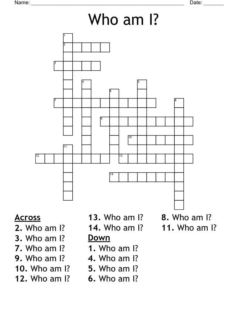 Who am I? Crossword WordMint