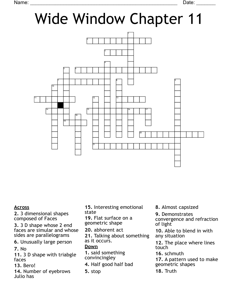 Wide Window Chapter 11 Crossword WordMint