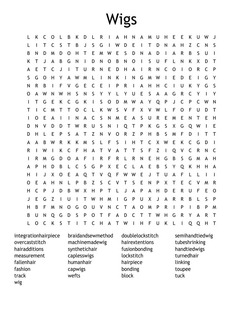 Wigs and Hair Additions Crossword WordMint