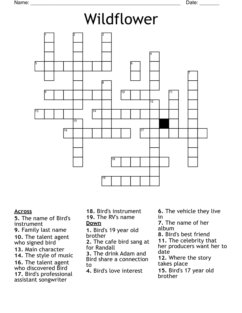 Wildflower Crossword WordMint