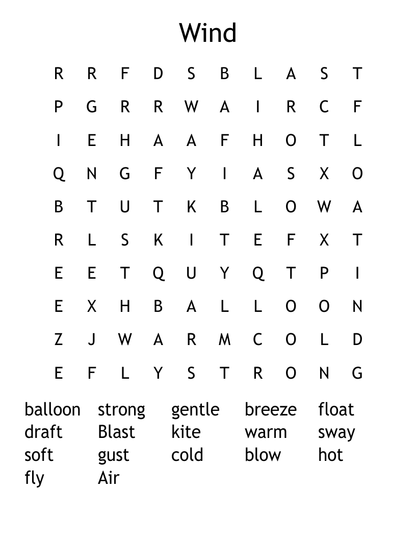 Wind Word Search WordMint