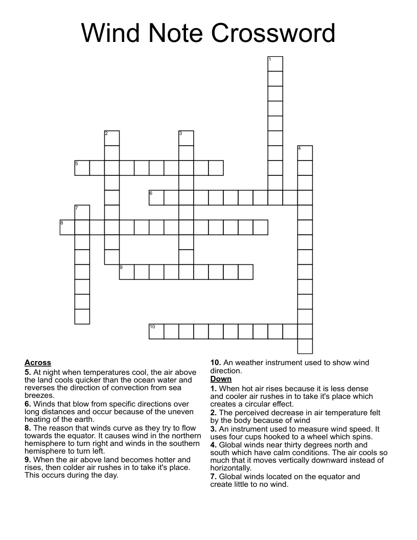 Wind Note Crossword WordMint