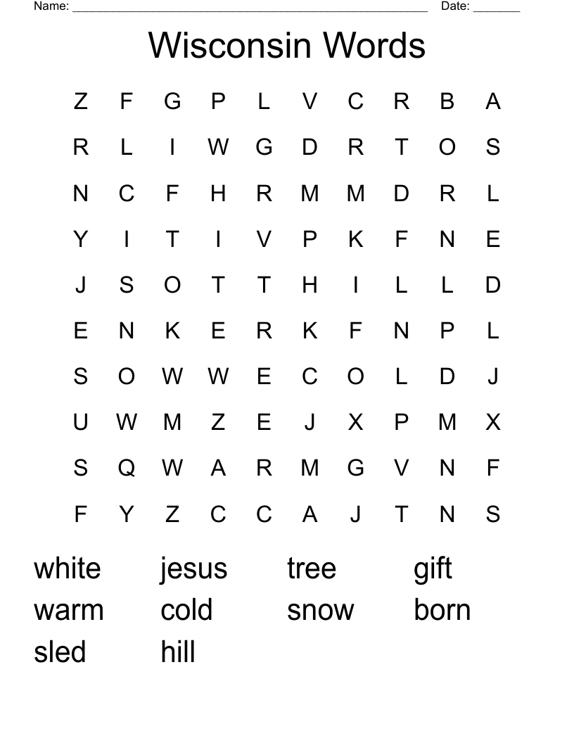 Wisconsin Words Word Search WordMint