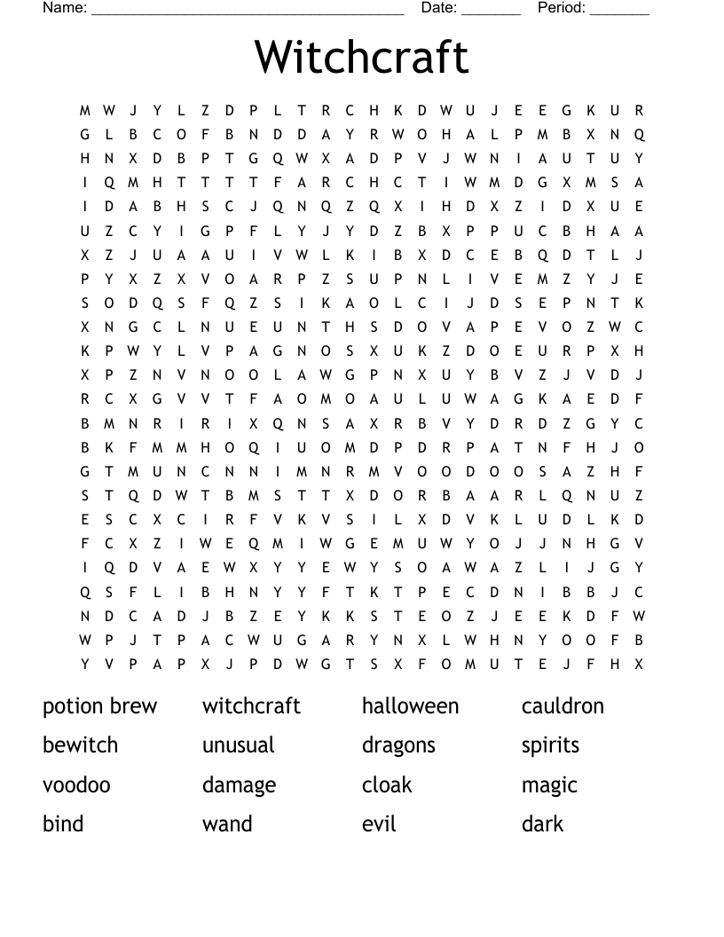 Witchcraft Word Search WordMint