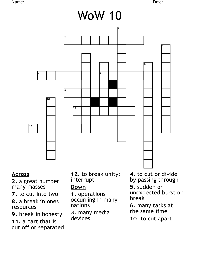 WoW 10 Crossword WordMint