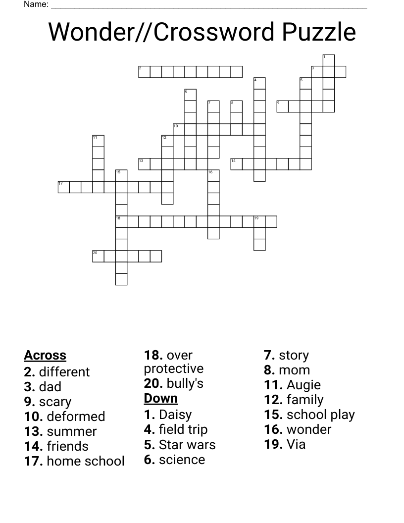 Wonder//Crossword Puzzle WordMint(08)