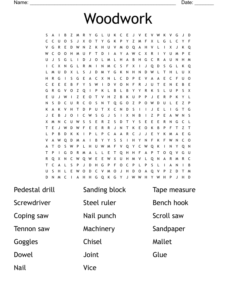 Woodwork Word Search WordMint