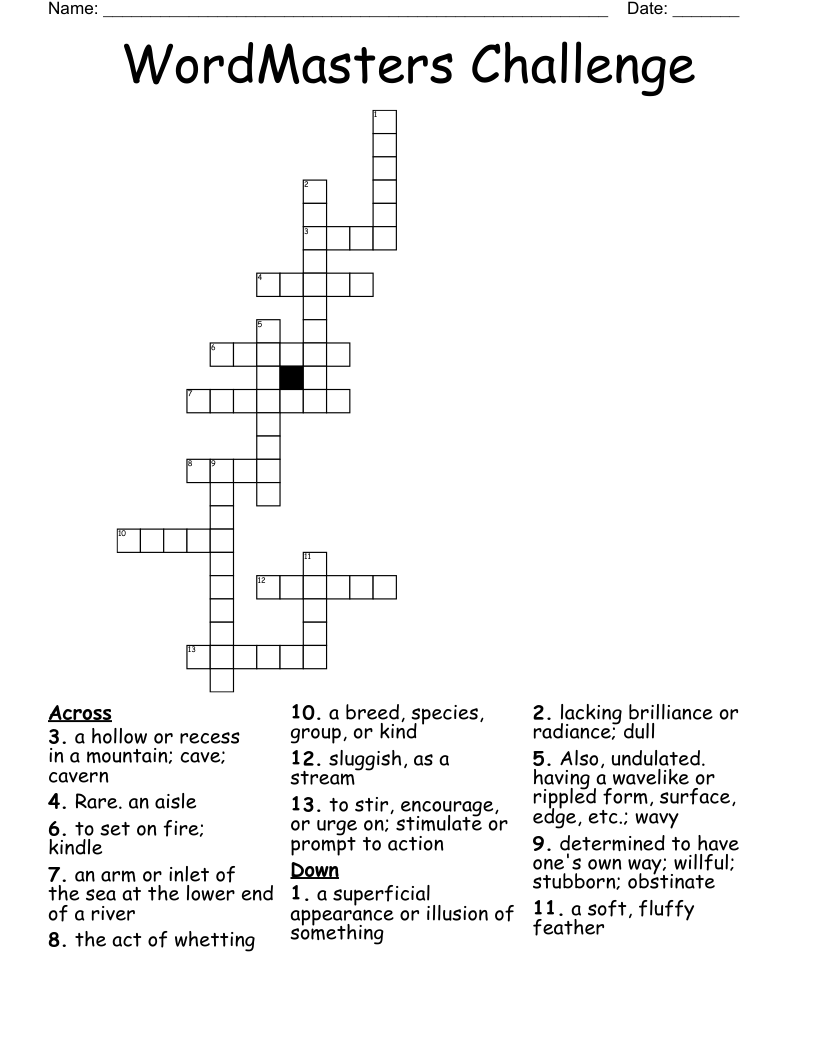 WordMasters Challenge Crossword WordMint