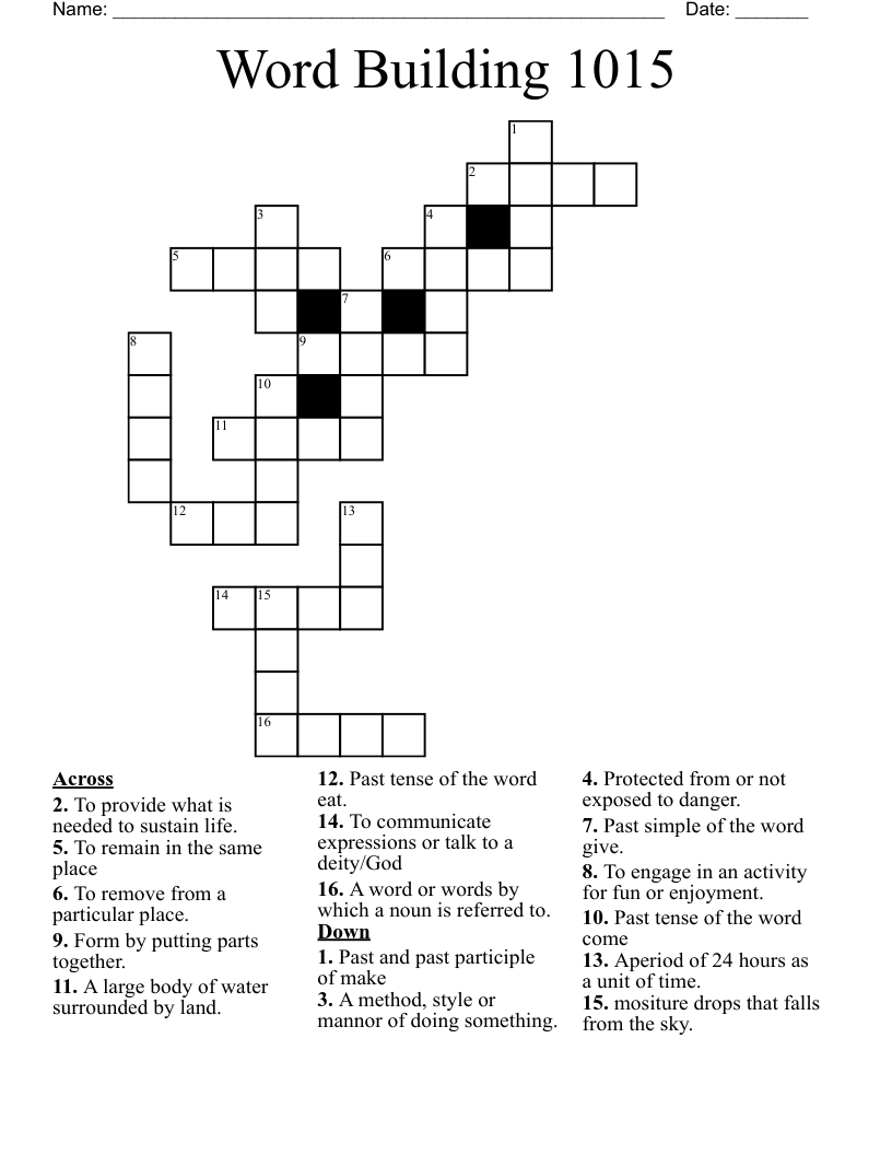 Word Building 1015 Crossword - WordMint