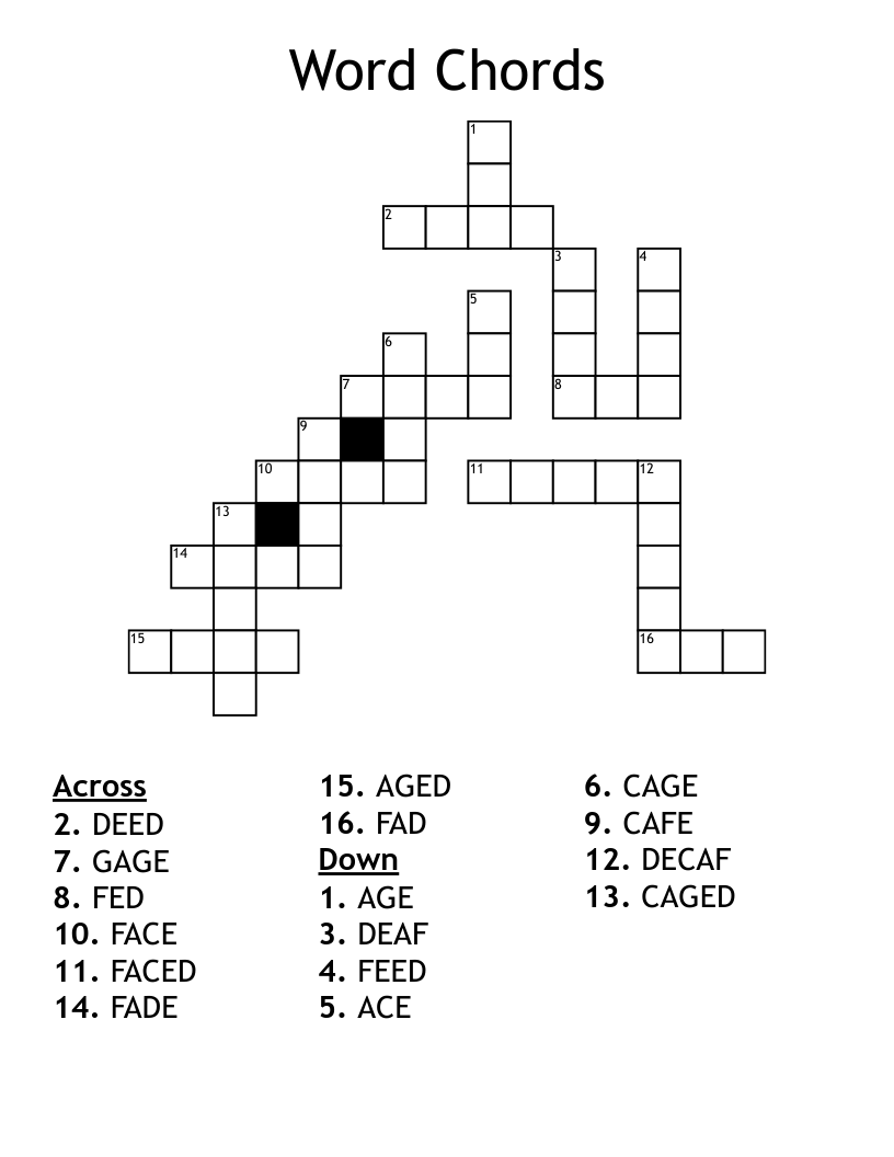 Word Chords Crossword WordMint