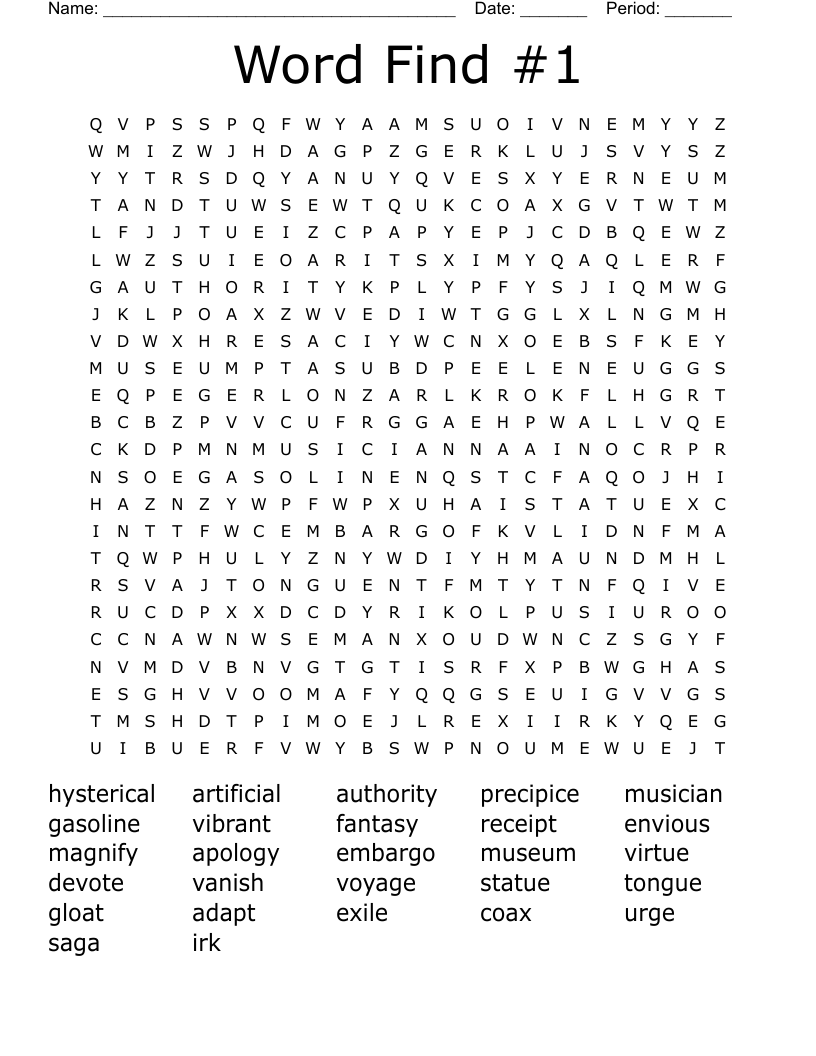 Word Find #1 Word Search - WordMint