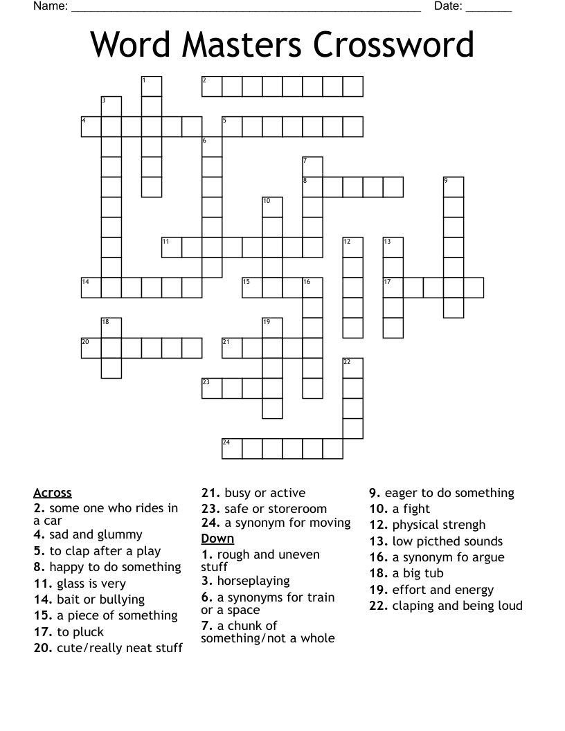 Word Masters Crossword WordMint