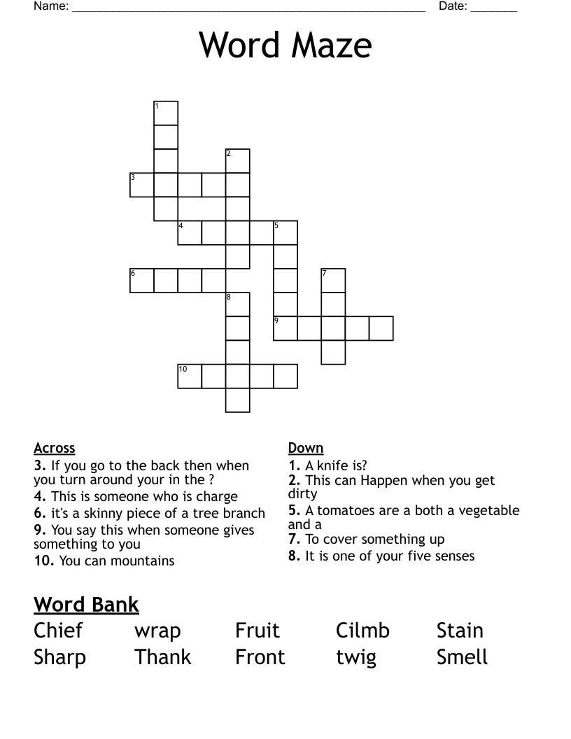 Word Maze Crossword WordMint